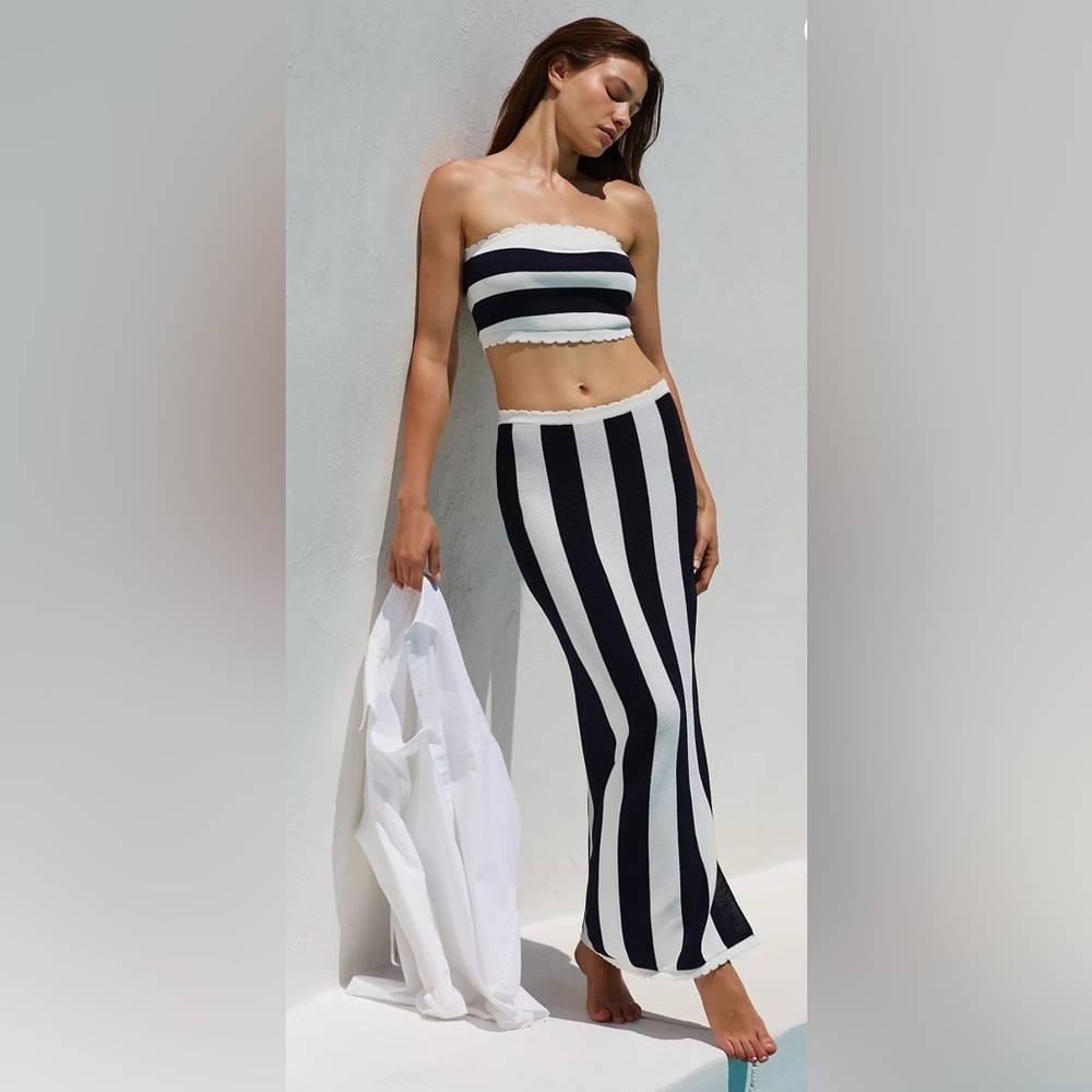 NWOT Anthropologie The Mandy Striped Slim Midi Skirt By Celandine, Size XS